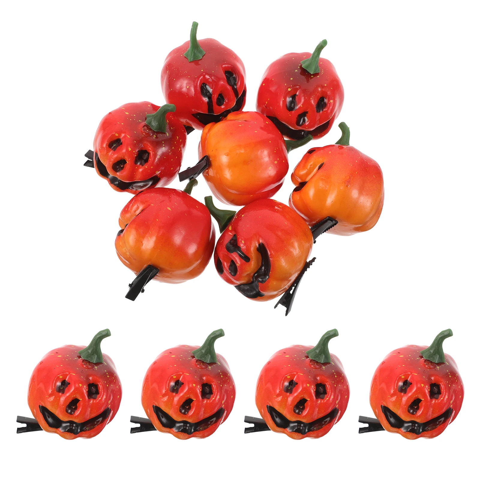

10pcs Halloween Pumpkin Hair Clips 3D Realistic Lightweight Nonslip Orange Alligator Barrettes For Kids Women Halloween Party
