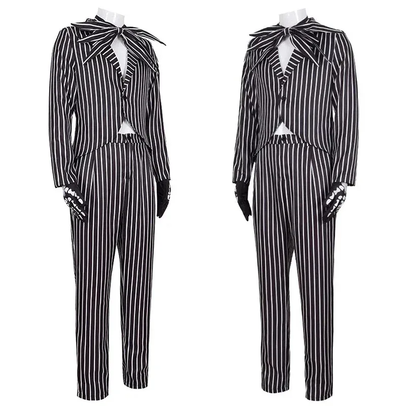 Jack Skellington Costume Cosplay Maschera per adulti Il pesadilla prima di Natale Jack Uniforme Vestiti Maschera Vestito Costumi di Halloween
