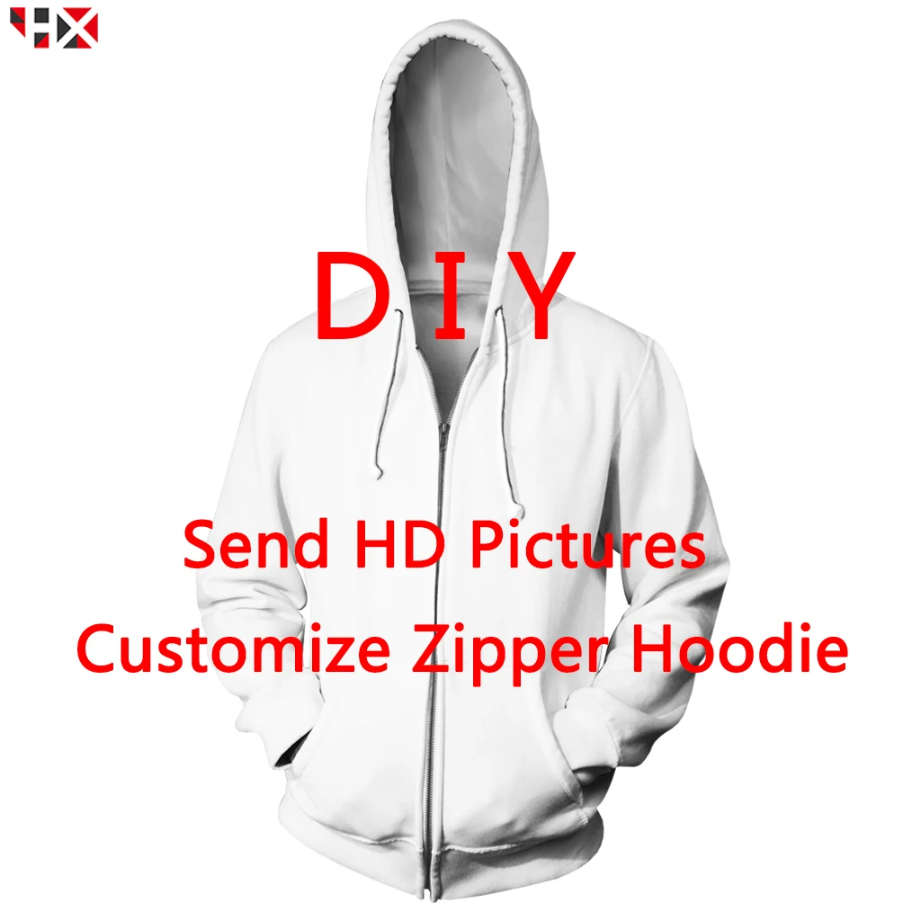 

DIY Personalized Design Zipper Hoodies Men/Women 3D Printed Own Picture/Star/Singer/Anime/Cartoon Harajuku Zip Hoodie Tops S262