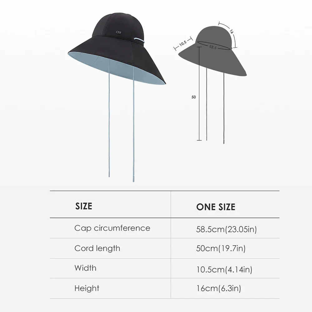 OhSunny Women Large Brim Sunhats UPF 2000+ Double-sided Wear Cap with Fixing Rope Anti-UV Beach Hat Fisherman Bucket Caps