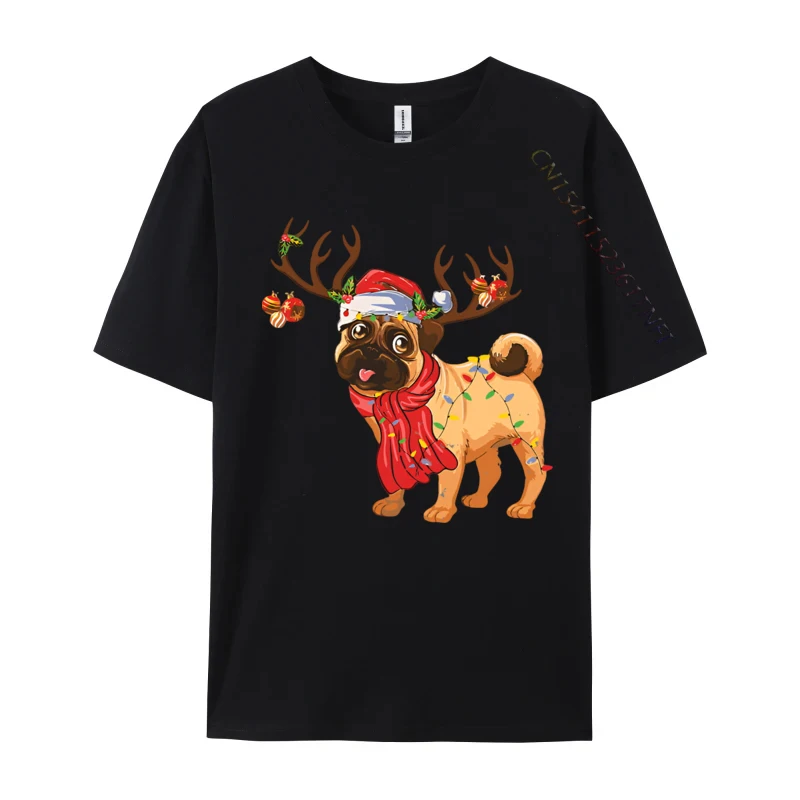 Xs Graphic PDPChristmas Tree Lights T-shirt imprimé pour homme, coton, respirant, père Noël, chien