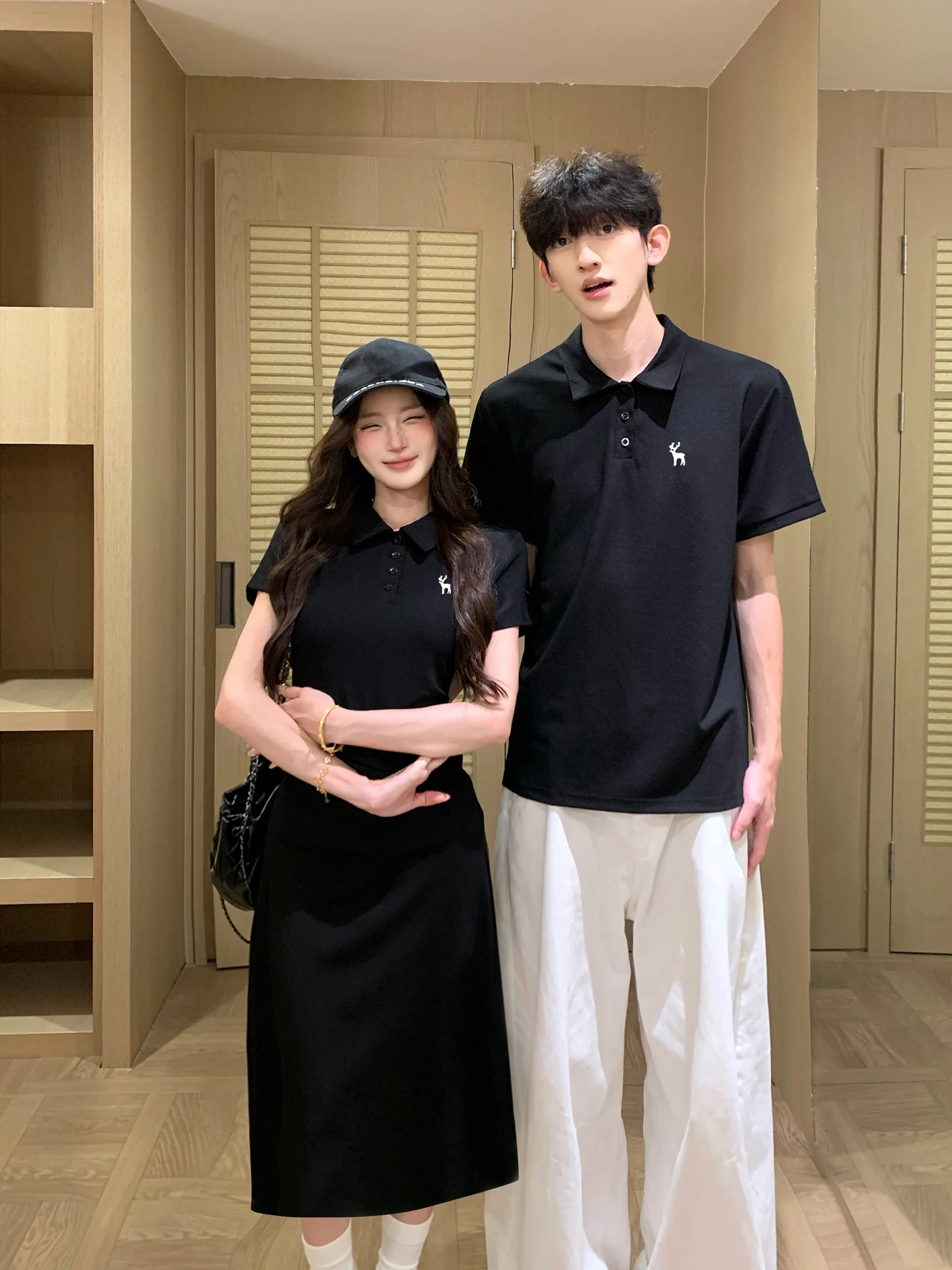 Couple's Casual Short Sleeve  Neck T-Shirt Men's Slim Fit Mid-Length Dress  Skirt Dress Summer Fashion Clothing