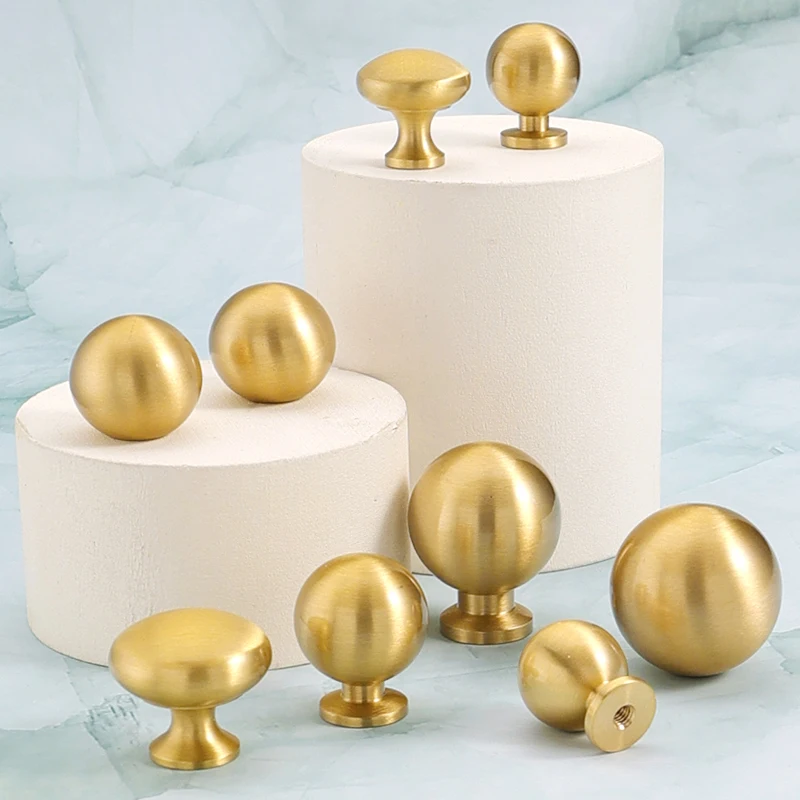 Brass Round Ball Furniture Handles Drawer Knobs Cabinet Gloden Wardrobe Door Pulls  Modern Minimalist Bathroom cabinet