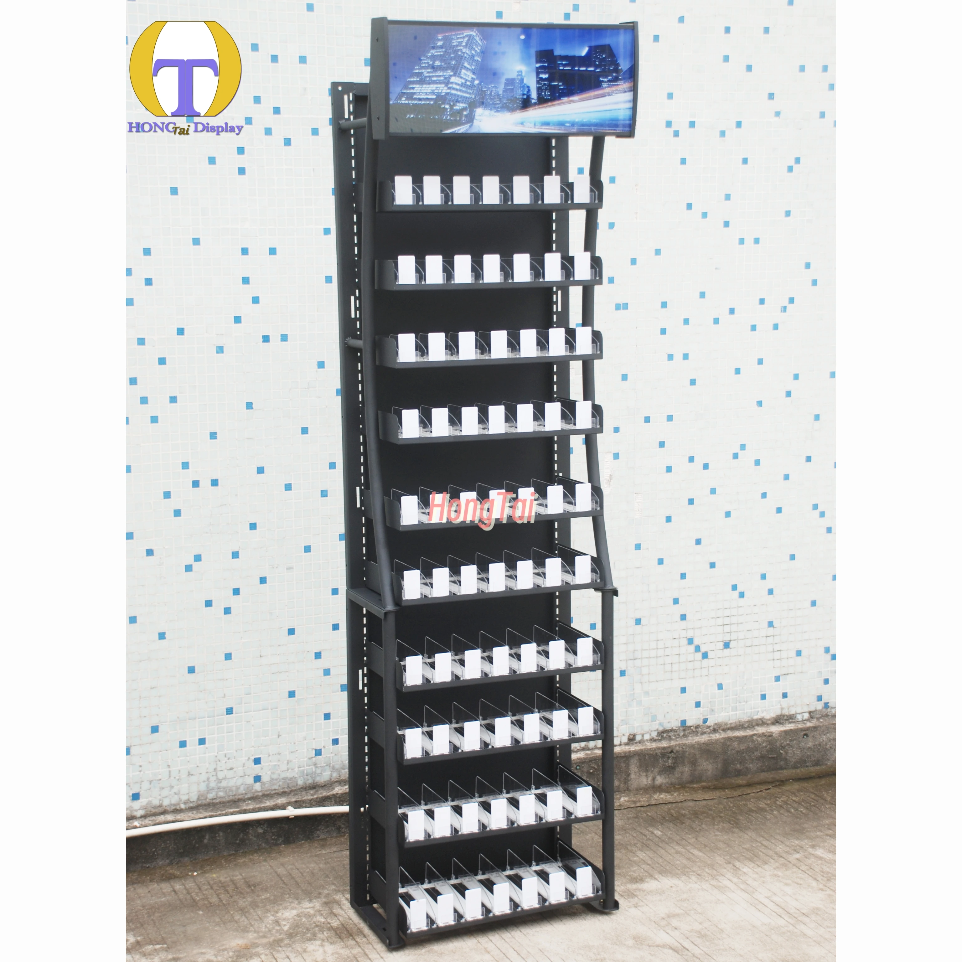 Custom.Top Strong Metal Tobacco Display Showcase With LED Lighting Custom Light Box Pushers Smoke Shop Products