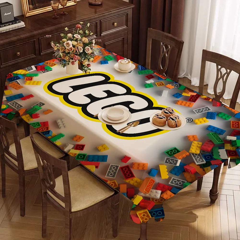 L-LEGOS Table Cloth Polyester Print Waterproof Oilproof Rectangular Party Table Cover Tablecloth Picnic Mat