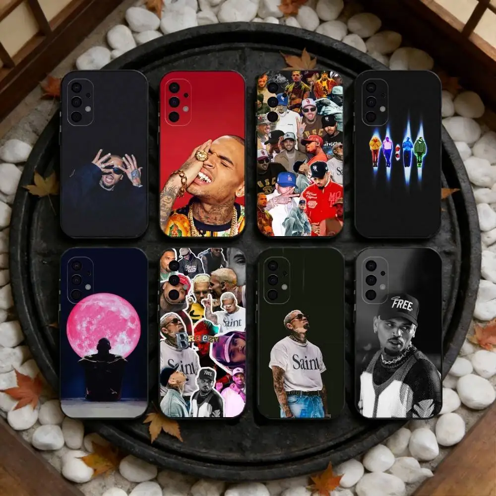 

Rapper Chris Brown Phone Case For Samsung S25,S24,S23,S22,S21,S20,Plus,Fe,Lite,Others Black Cover