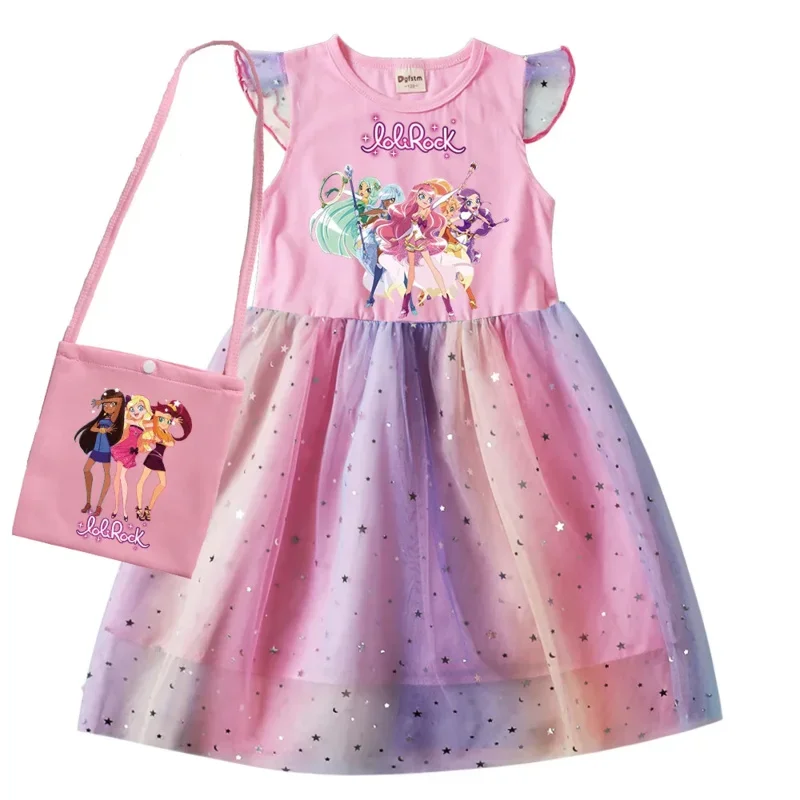 Lolirock-Vestidos mágicos para niña, ropa Loli rock, disfraz de cosplay para niño, vestido informal con manga voladora, bolsa gratis