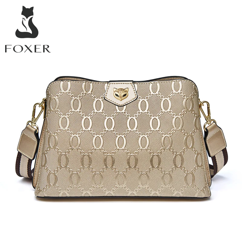 

FOXER-Leather Shoulder Bag for Women, Monogram Crossbody Handbag, Gift for Lady, Mom, Wife