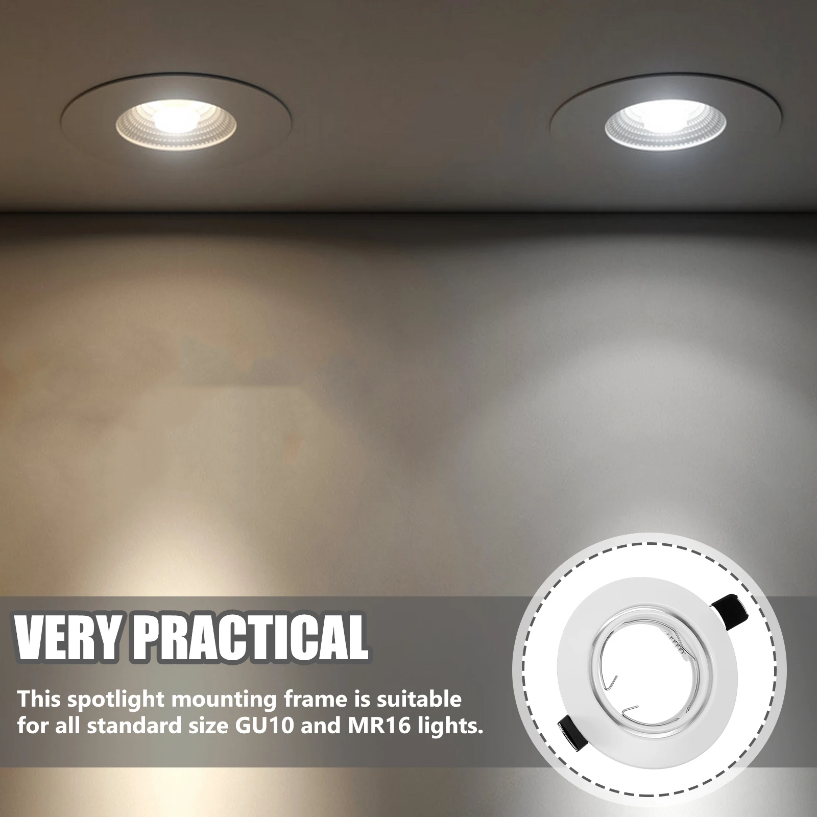 

Spotlight Bracket Recessed Light Trim Metal Frame Decorative Covers Kitchen Bedroom Hallway Shop Window Black Arc Surface St