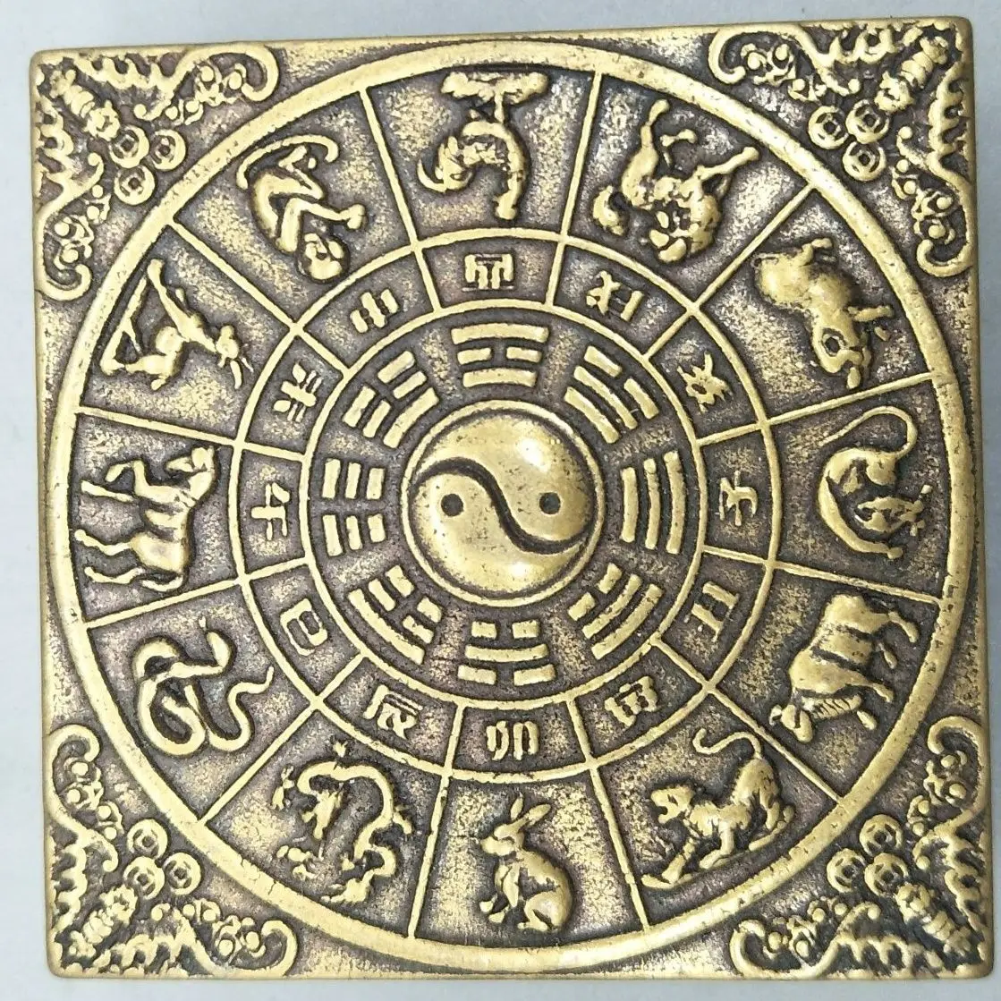 

Study Four Treasures Pure Copper Ink Cartridge Printing Pad Brass Zodiac Quartet home decoration accessories