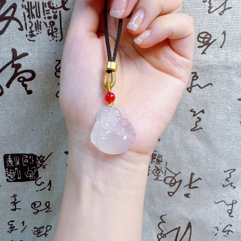 -Like Agate Chalcedony Xiangyun Lock Buddha Guanyin Jade Collarbone Necklace Pendant
