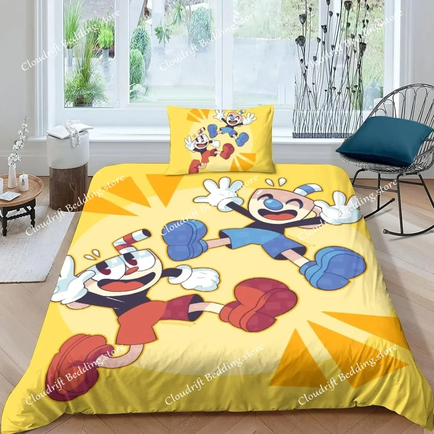 

The Cuphead Show Cartoon Bedding Sets Exquisite Bed Supplies Set Duvet Cover Bed Comforter Set Bedding Set Birthday Gift026