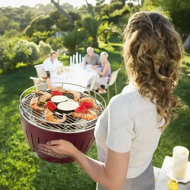 Outdoor Camping Cooking Equipment - Churrasqueira a carvão sem fumaça, portátil,