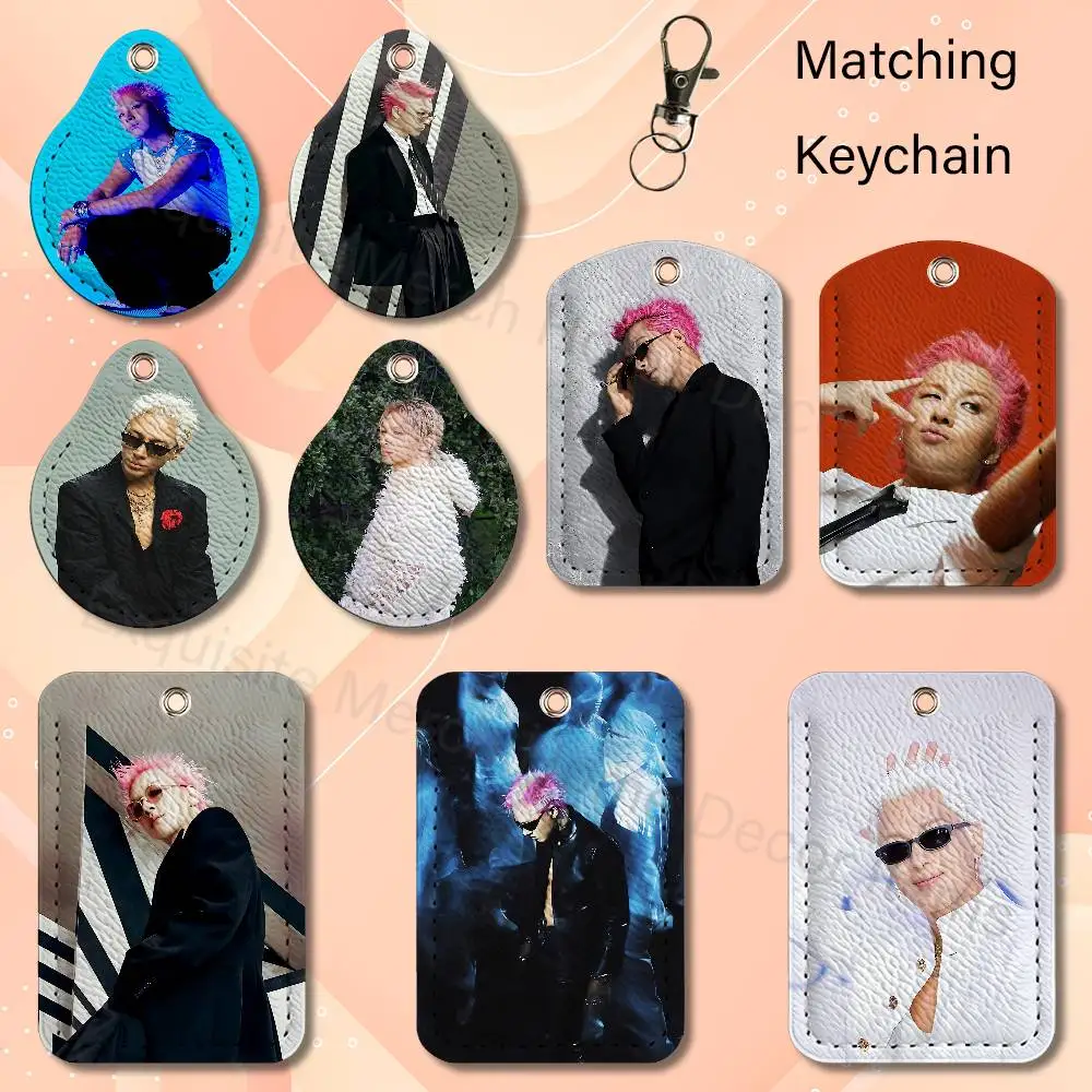 Singer T-Taeyang BiiiG Wholesale PU Leather Card Cover 3 Styles Available Teardrop Long Small Rectangle Keychain