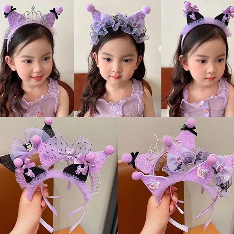 Anime Sanrio Headband Cute Cartoon Kuromi My Melody Cinnamoroll Head Band Plushie Hair Accessories Headdress Girl Gift