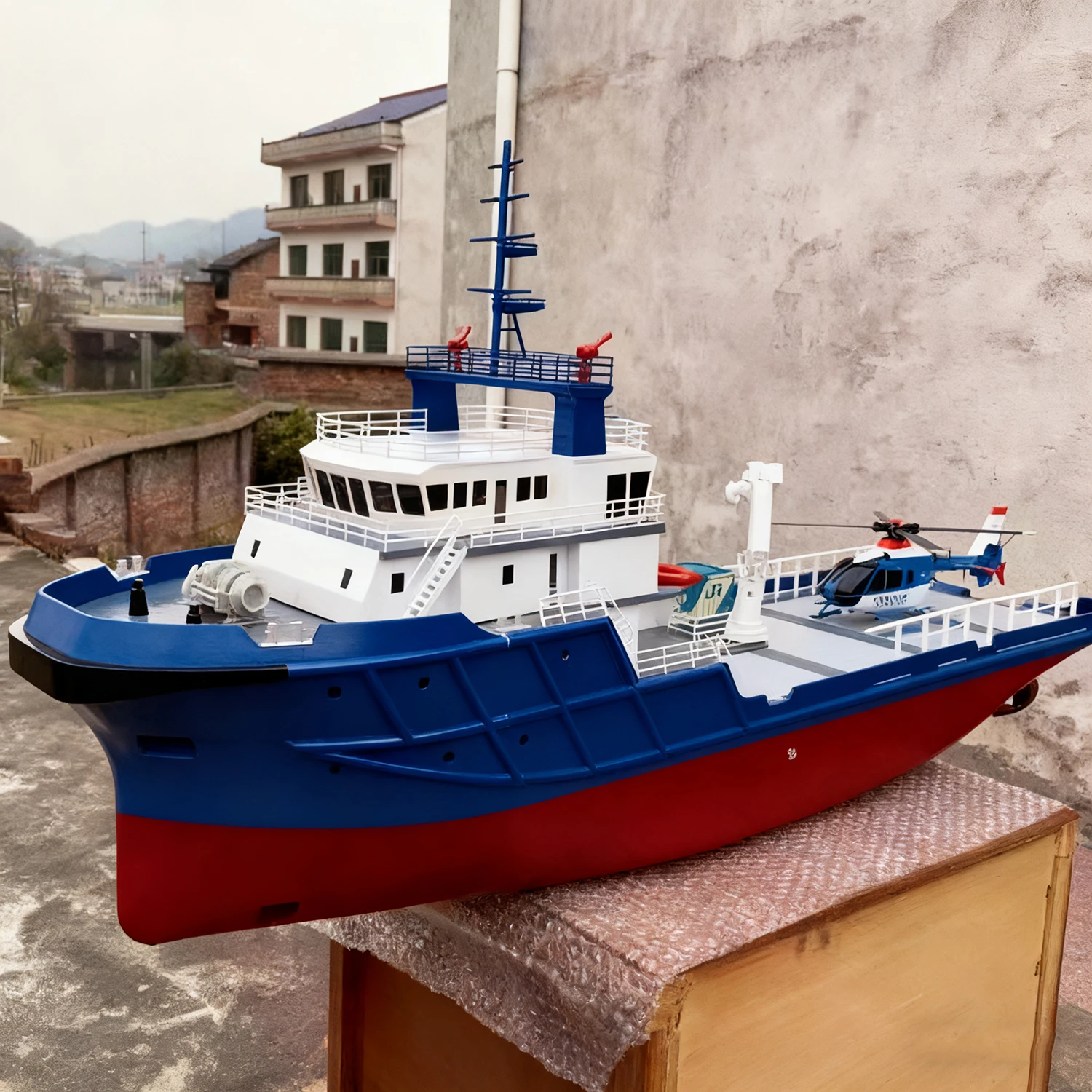 RC Boat 120cm  Simulation Marine Tri-purpose Tugboat Remote Control Ships Dual-Power 3D Printed Forming RC Boat Model Ship Toy
