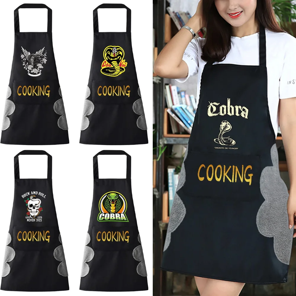 

New Household Cooking Kitchen Aprons Women Waterproof Apron for Men Fashion Coffee Work Bib Wipe Hand Overalls Cobra Series