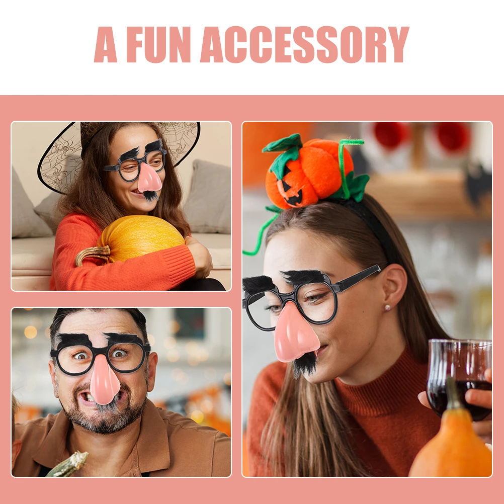 5-delige zwarte brillen grote neus rekwisieten grappige feestaccessoires voor volwassenen tieners plastic zak Halloween kostuum