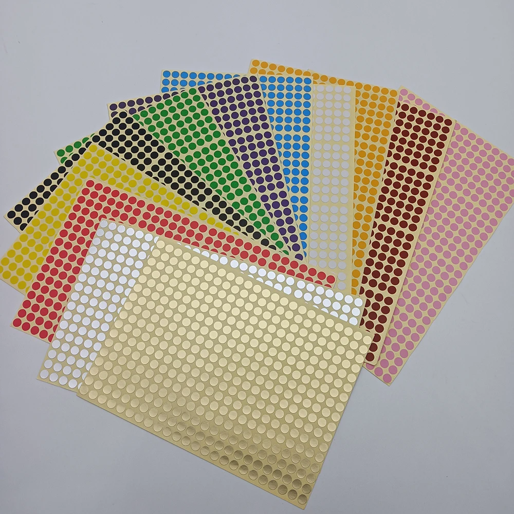 حجم 6 مللي متر ملصقات نقطة ملصقات التسمية الدائرية الملونة علامات النقاط التسمية ملصقات بمادة لاصقة فارغة أحمر أزرق أبيض 15 ورقة/حزمة #1