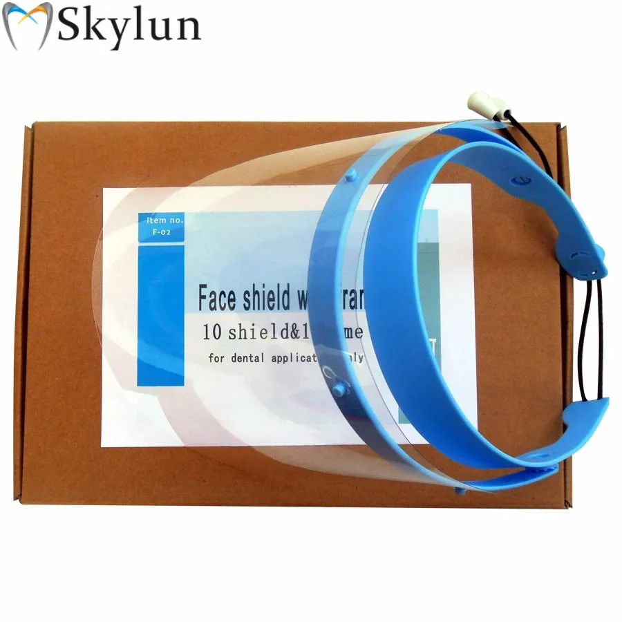 SKYLUN Dental Face Shield Mask Protection Mask Clear Anti-Fog Protective Shield Mask Dental Lab 1 frame 10 visor films SL707