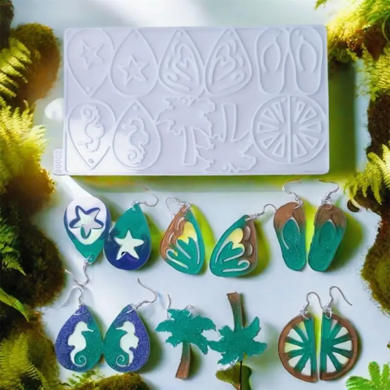 N2UE قلادة قالب من السيليكون أقراط مجوفة قوالب صنع المجوهرات قوالب سلسلة مفاتيح من السيليكون قوالب هدية لمحبي صياغة