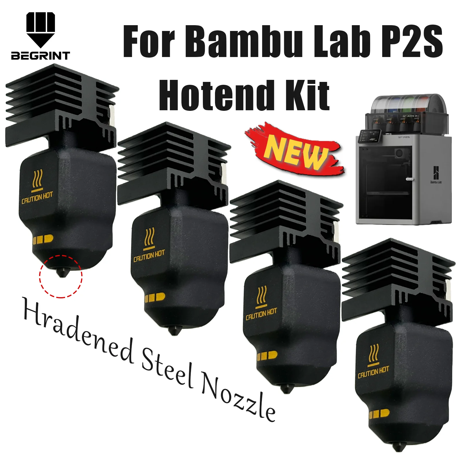 

P2S Hotend Kit For Bambu Lab P2S 3D Printer Print Head P2S Standard Flow Hotend High Speed Printing Removable Hard Steel Nozzle