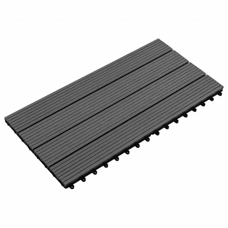 Dalles de terrasse WPC étanches en composite bois-plastique pour extérieur, installation sans outil par clipsage pour patio, jardin, cour, balcon, amélioration de l'habitat, cadeau de pendaison de crémaillère