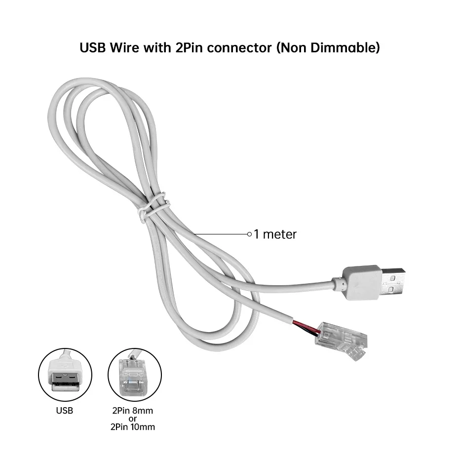Touch Sensor Dimming Switch USB Cable DC5V Hand Sweep Dimmer Controller with 2Pin 8mm 10mm Connector for SMD LED Strip Lights