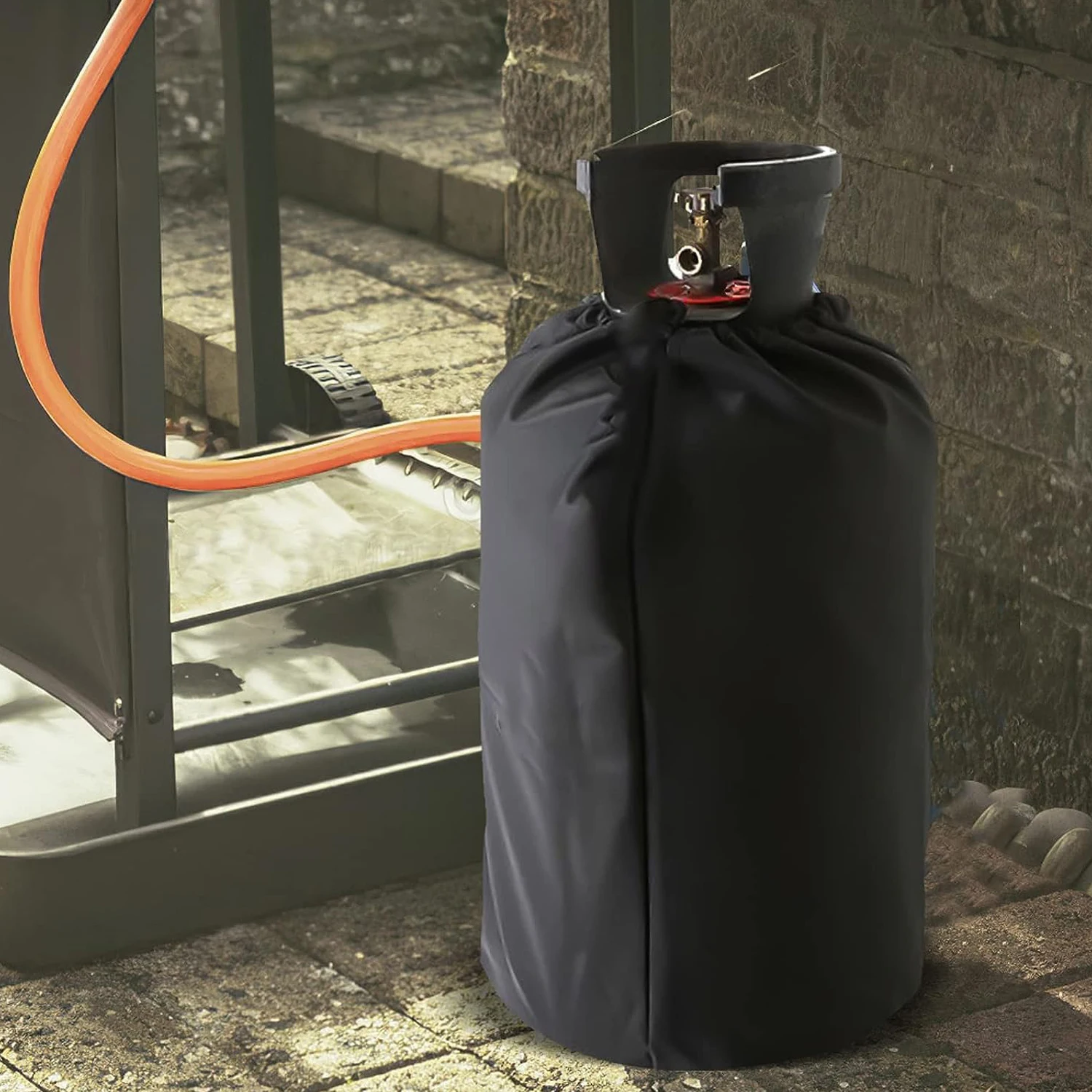 Propane Tank Cover UV Resistant Cylinder Cover Weatherproof Gas Tank Cover Fits Standard 20 LB Tank Cylinder, Black