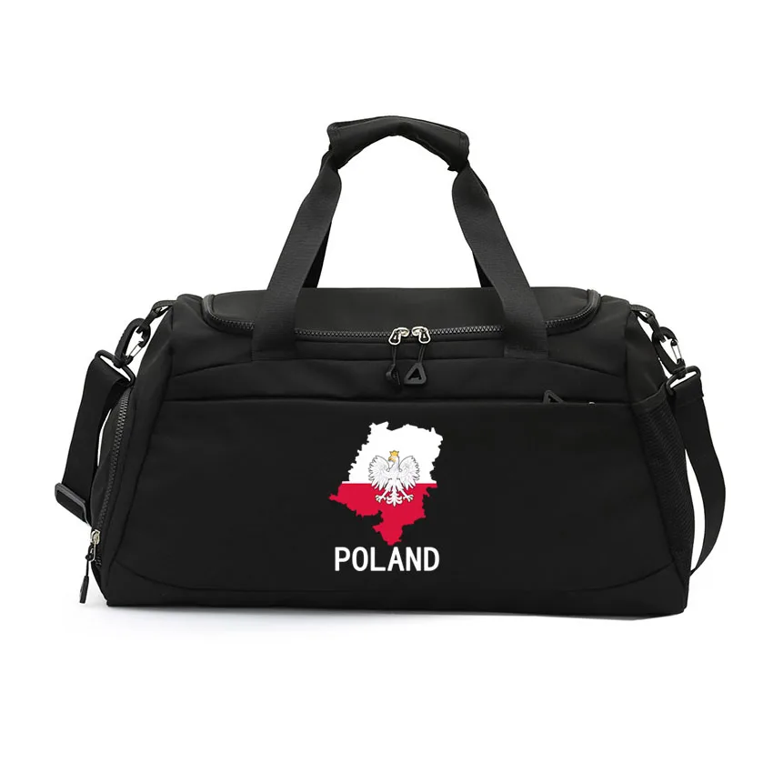 

Poland Flag Printed Large Capacity Duffle Bags with Shoe Compartment Sports Fitness Basketball Bags for Women Men Yoga Bag