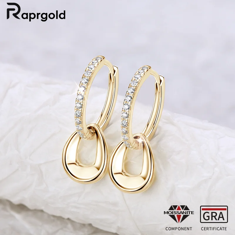 

Сертифицированные RAPRGOLD GRA 1,3 мм серьги-кольца с подвеской из муассанита для женщин, серьги-кольца из стерлингового серебра S925, ювелирные изделия, подарки Aretes