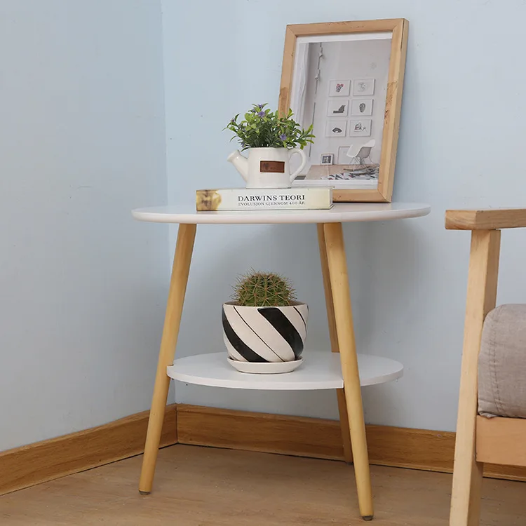 Nordic Double Decker Small Round Table Balcony Small Coffee Table Simple And Casual Corner Table Painted Small Round Table