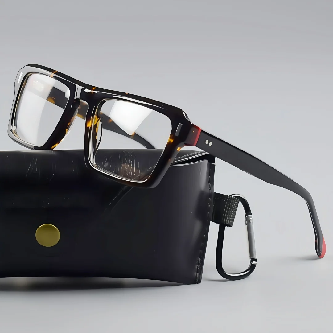 

BETSION Retro Rectangle Square Acetate Eyeglasses Frame Men Women Trendy Eyeglasses Eyewear Clear Lens