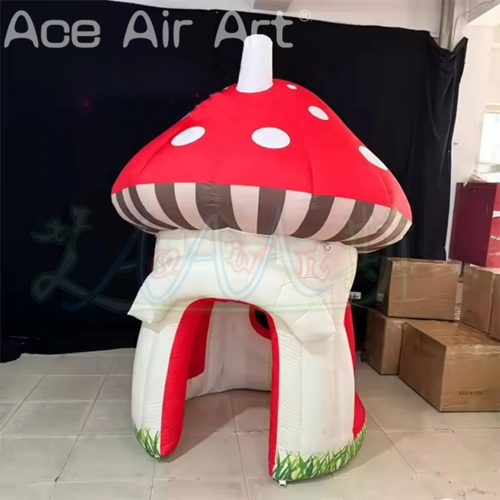 Barraca inflável portátil do cogumelo da cor feita sob encomenda, cabine inflável do cogumelo dos desenhos animados para a decoração da atividade das crianças