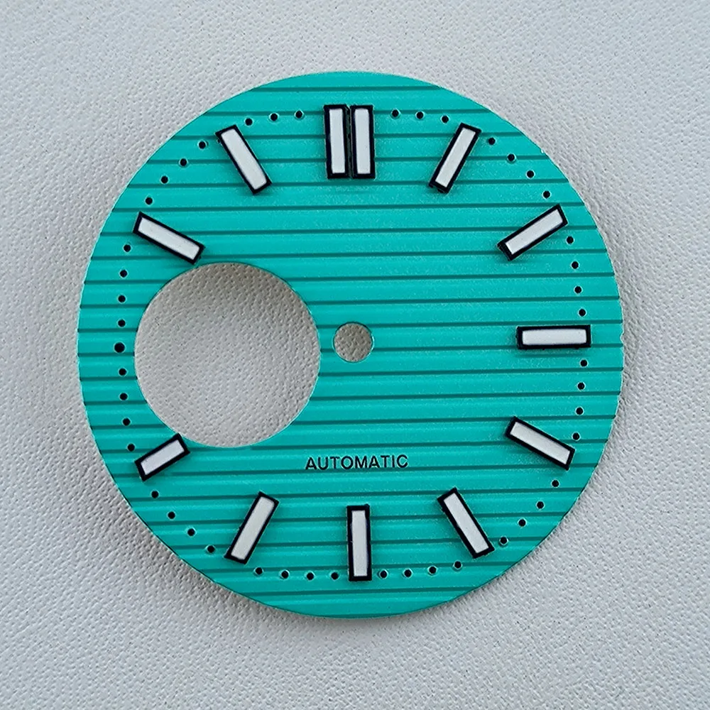 NH38 قرص الساعة 29.5 ملم قرص شعار مخصص قرص مجوف قرص أخضر مضيء مناسب لملحقات ساعة الحركة NH38