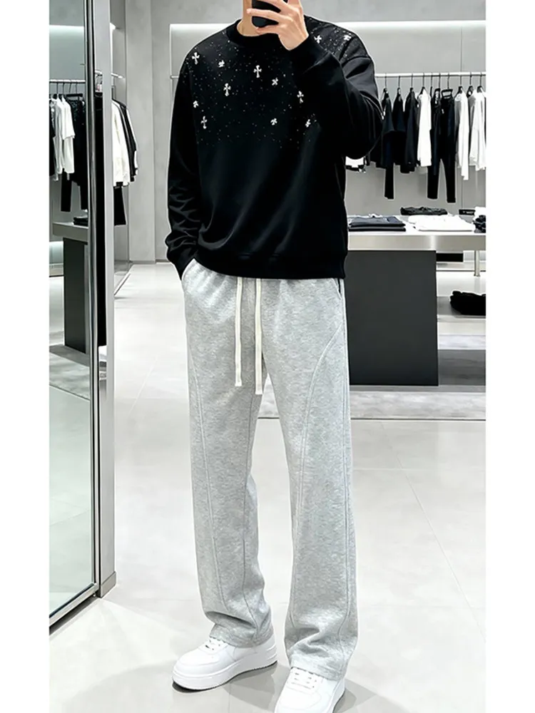 

Мужские спортивные брюки American Sle Casual Fitn: прямые, удлиненные, расклешенные, из плотной ткани, для повседневной носки