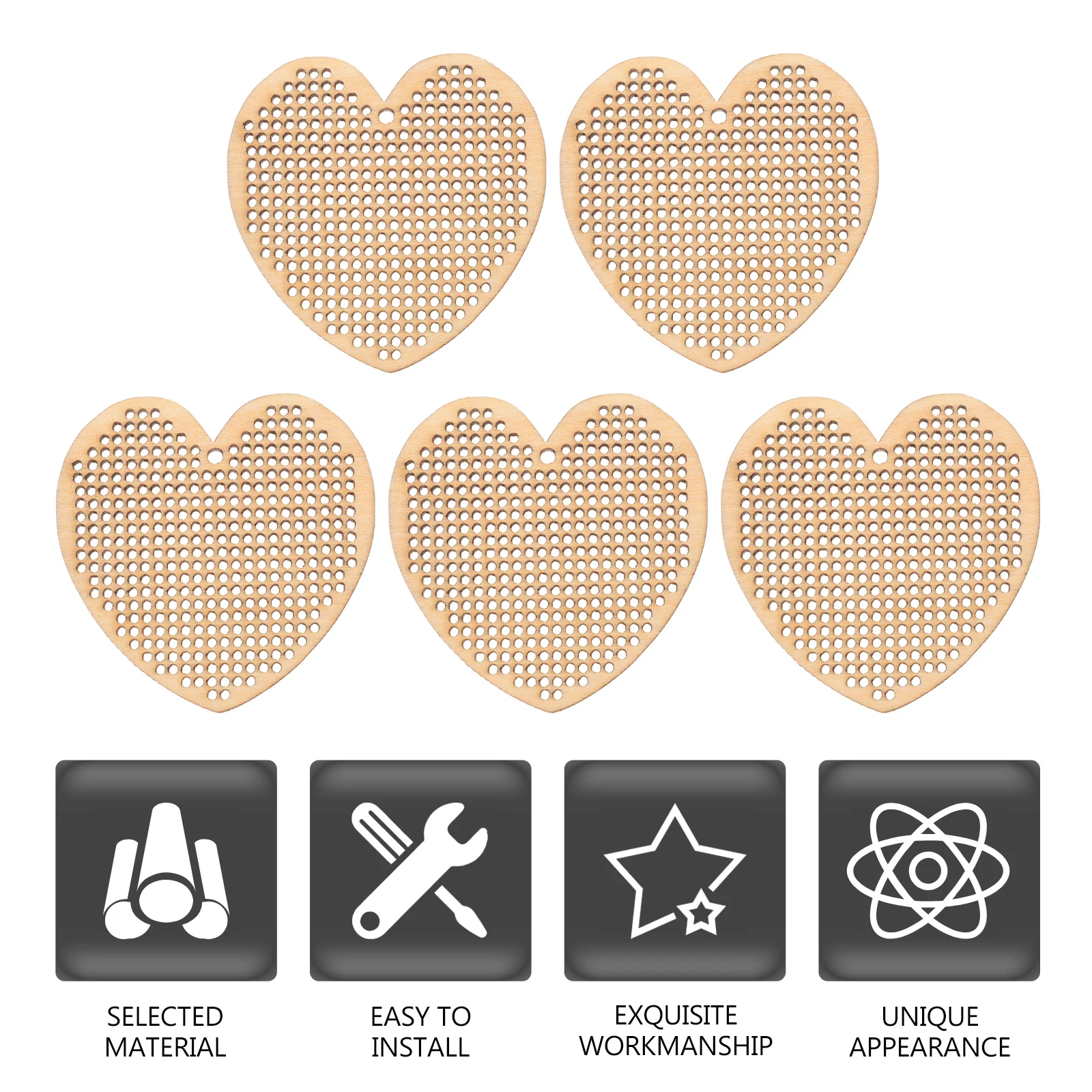 

5Pcs Mini Cross-Stitch Wood Chips Sturdy DIY Gift Accessories Lightweight Portable Creative Wooden Cross Stitch Plates