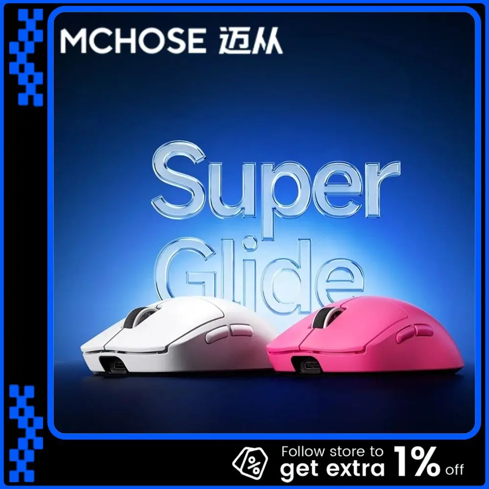 

Беспроводная мышь MCHOSE A5 V3, легкая игровая мышь, двойная скорость опрокидывания 8000 Гц, датчик PAW3395, киберспортивная мышь, TTC, энкодер с золотым колесом