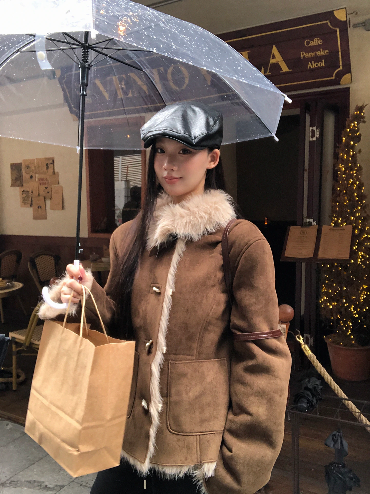 معطف نسائي أنيق من القطيفة باللون الأحمر، موديل خريف وشتاء جديد، سترة قطنية جذابة جداً بلون القهوة #4