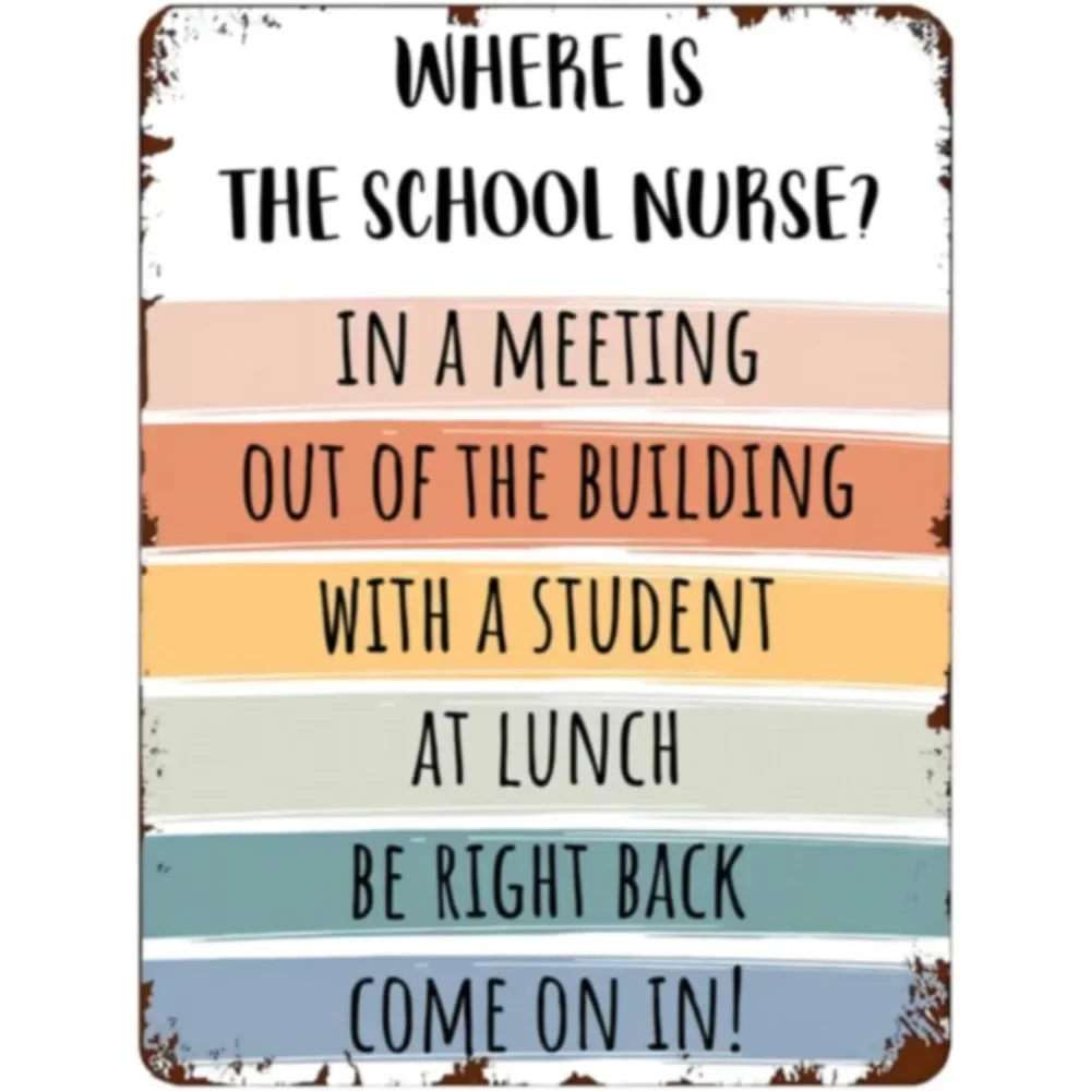 لافتة مكتب ممرضة المدرسة - لوحة معدنية من القصدير لديكور ممرضة المدرسة، لافتة ألومنيوم مقاس 12 × 8 بوصة، ديكور منزلي #1