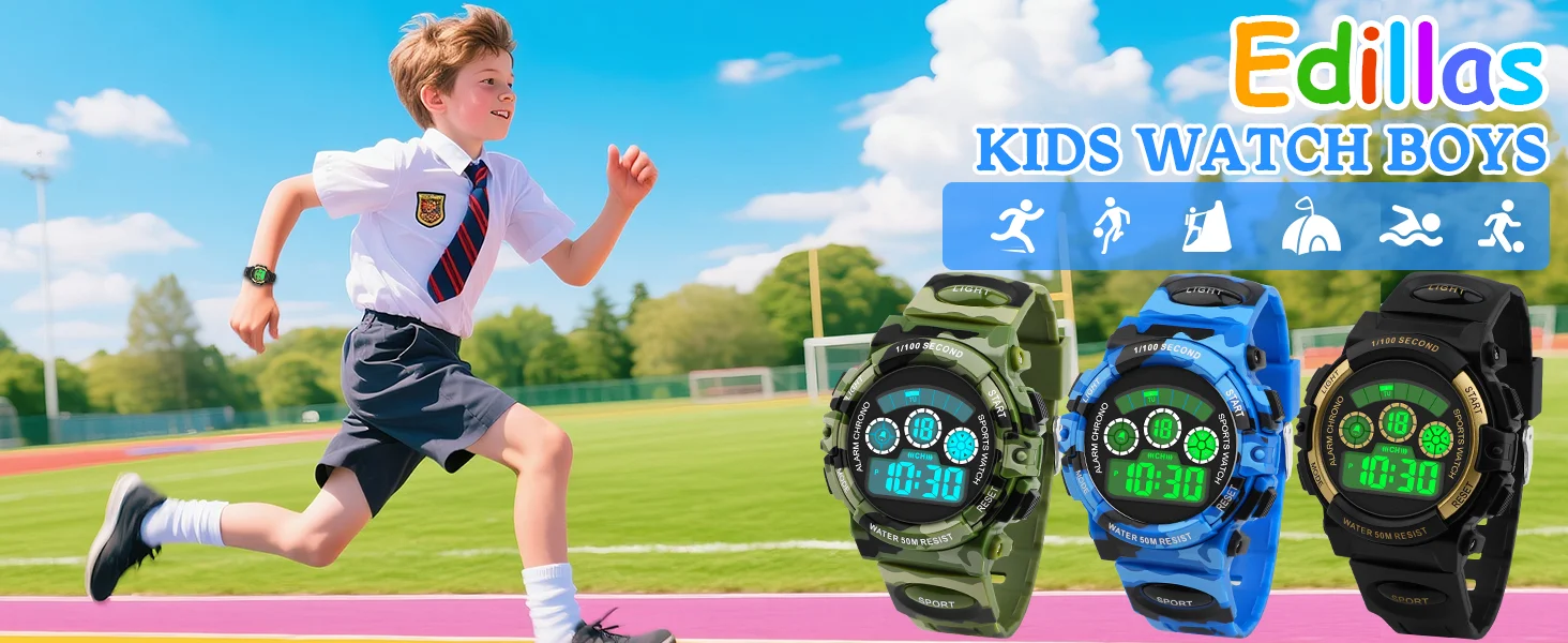 Socico Children LED Electronics Digital Watch Chronograph Clock Sport Watches 5Bar Waterproof Kids Wristwatches For Boys Girls