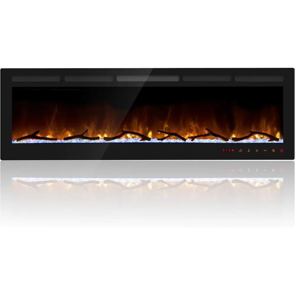 72 Inch Electric Fireplace, Recessed Fireplace Insert and Wall Mount Fireplace Heater with Remote & Touch Control, Adjustable