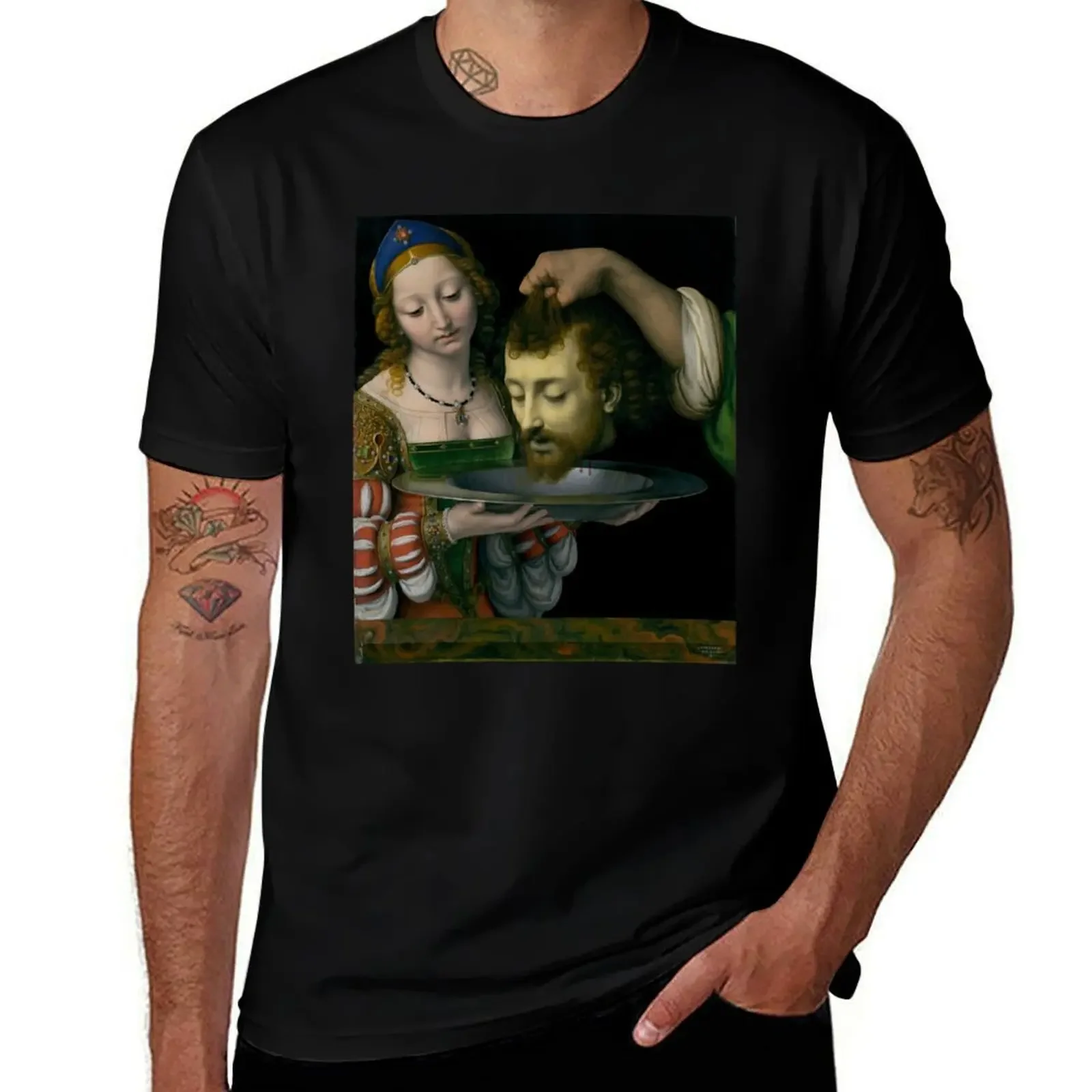 

Salome with the Head of Saint John the Baptist - Andrea Solario T-Shirt Aesthetic clothing blue archive plain t shirts men