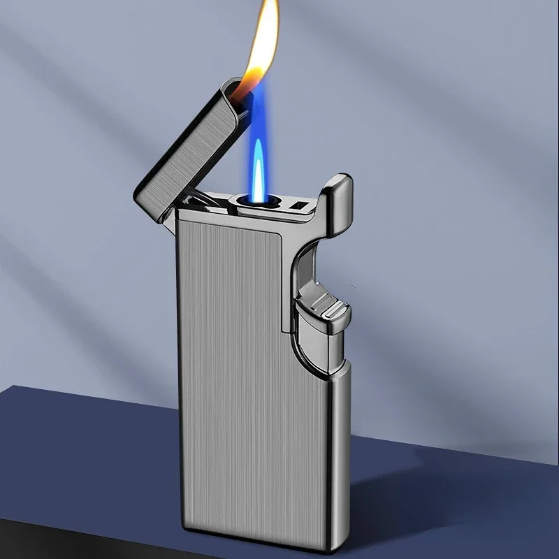 

Creative Open Flame Windproof Inflatable Lighter Straight To Double Open Flame Lighter Cigarette Lighter Trendy Gift for Men