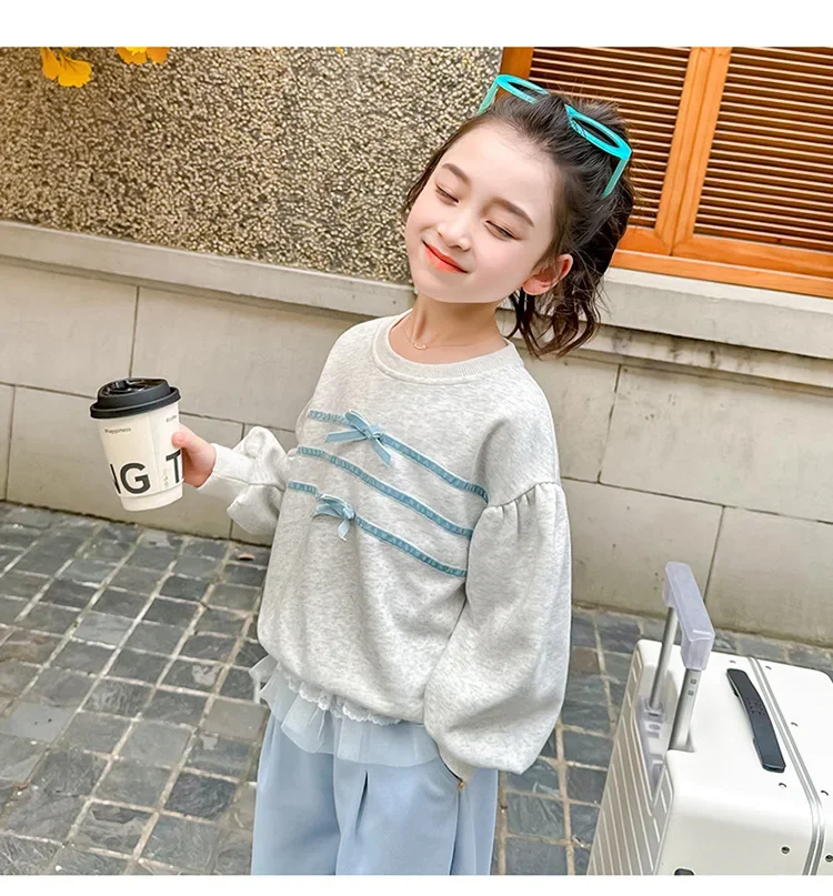 Baby Girl Clothes Suit Spring and Autumn Set 2024 New Style Loose Hoodie Children Lace Patchwork Shorts Two-piece Set