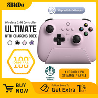 8BitDo Ultimate 2.4G Wireless Controller Hall Effect -Pink White Black - for PC, Windows Steam Deck, Android iPhone