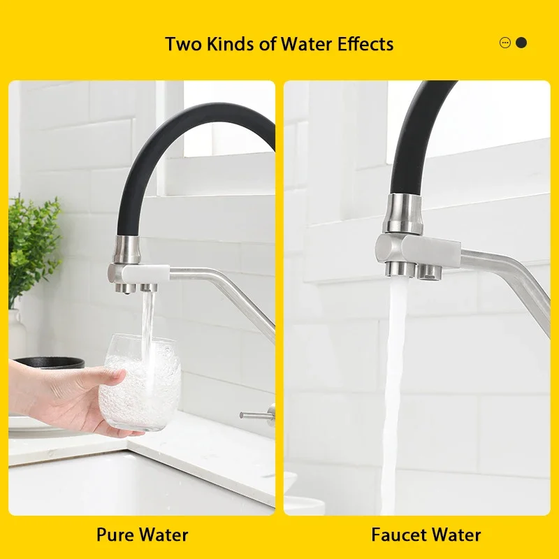 Kitchen Sink Faucet Tap Pure Water Filter Mixer Crane Dual Handles Purification Kitchen Hot and Cold Faucet