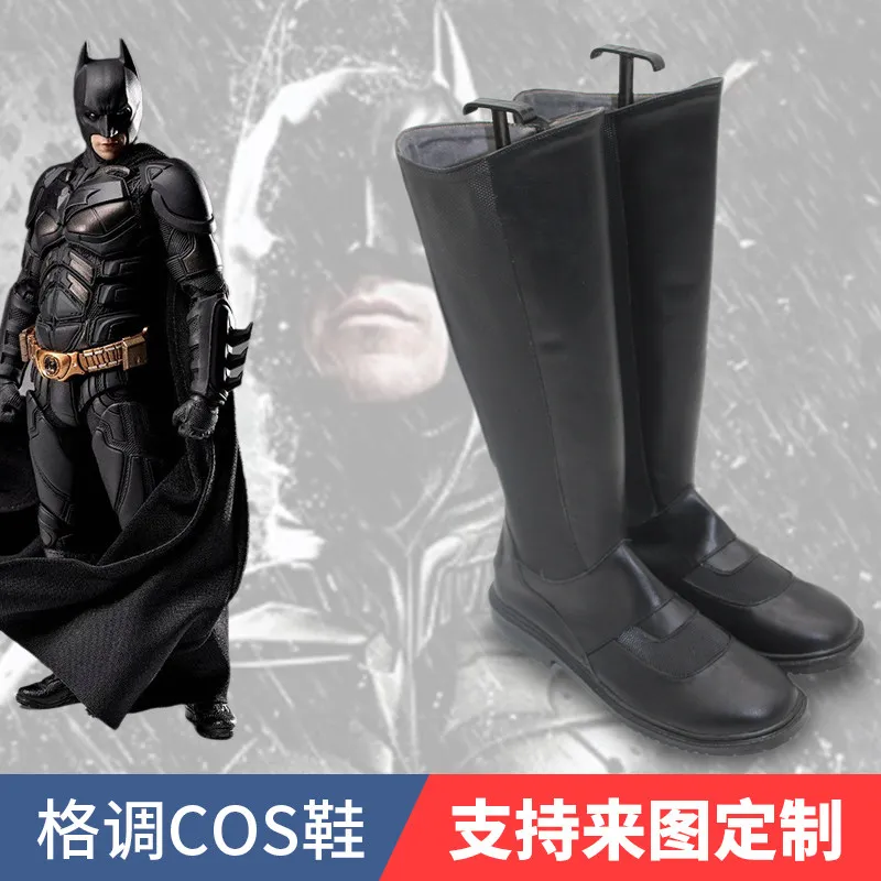 Hero Christian Bale Bruce Cosplay Shoes Black PU Leather Boots Male Halloween