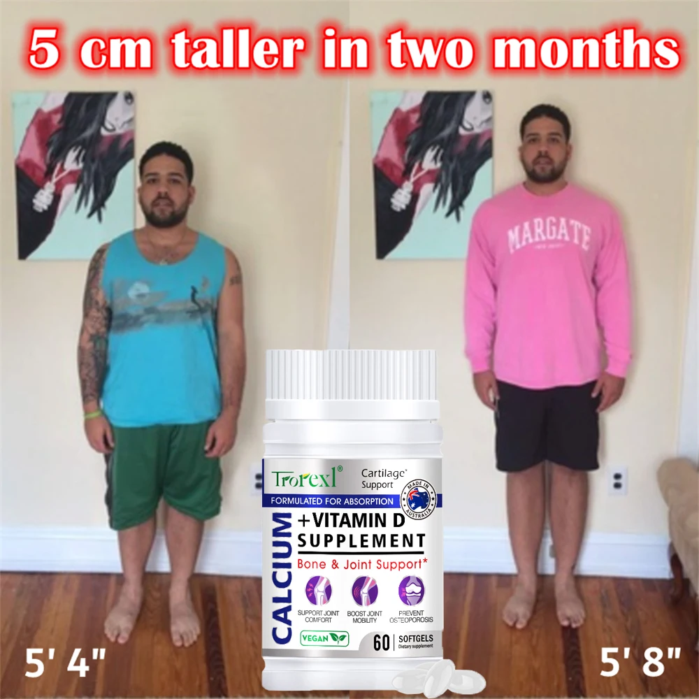 Growth Height Pills Calcium Vitamin D3 Fast Increasing Grow Taller To Promote Bone Strength for Adults Kids No Growth Hormone