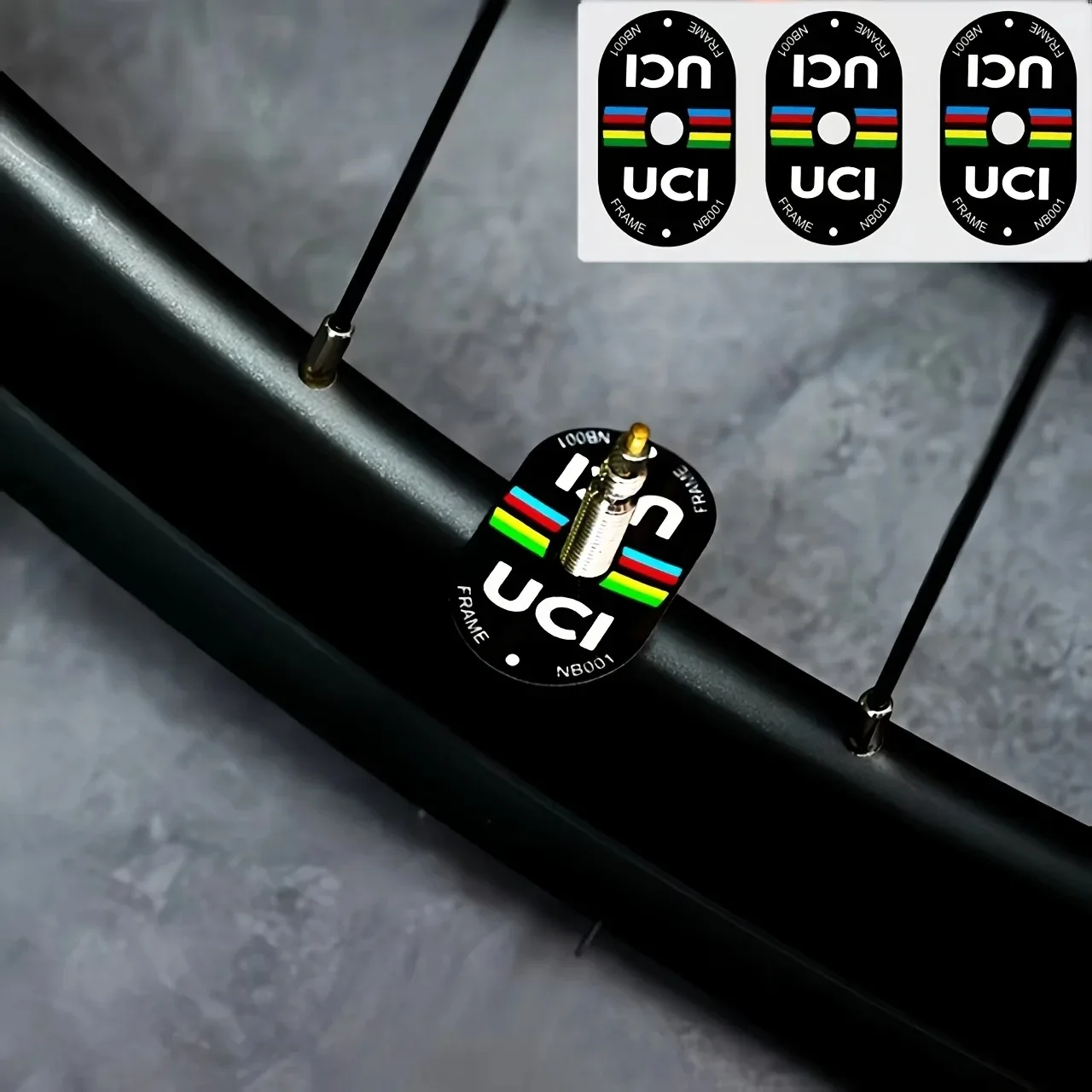 

3 front and rear wheel air nozzle stickers, road bicycle air nozzle stickers fixed protection French color changing mountain